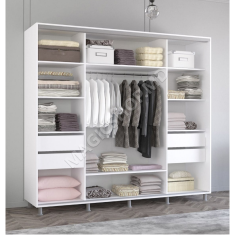 Dulap Aron (2.4m – 2.7m) uși glisante din oglindă și PAL